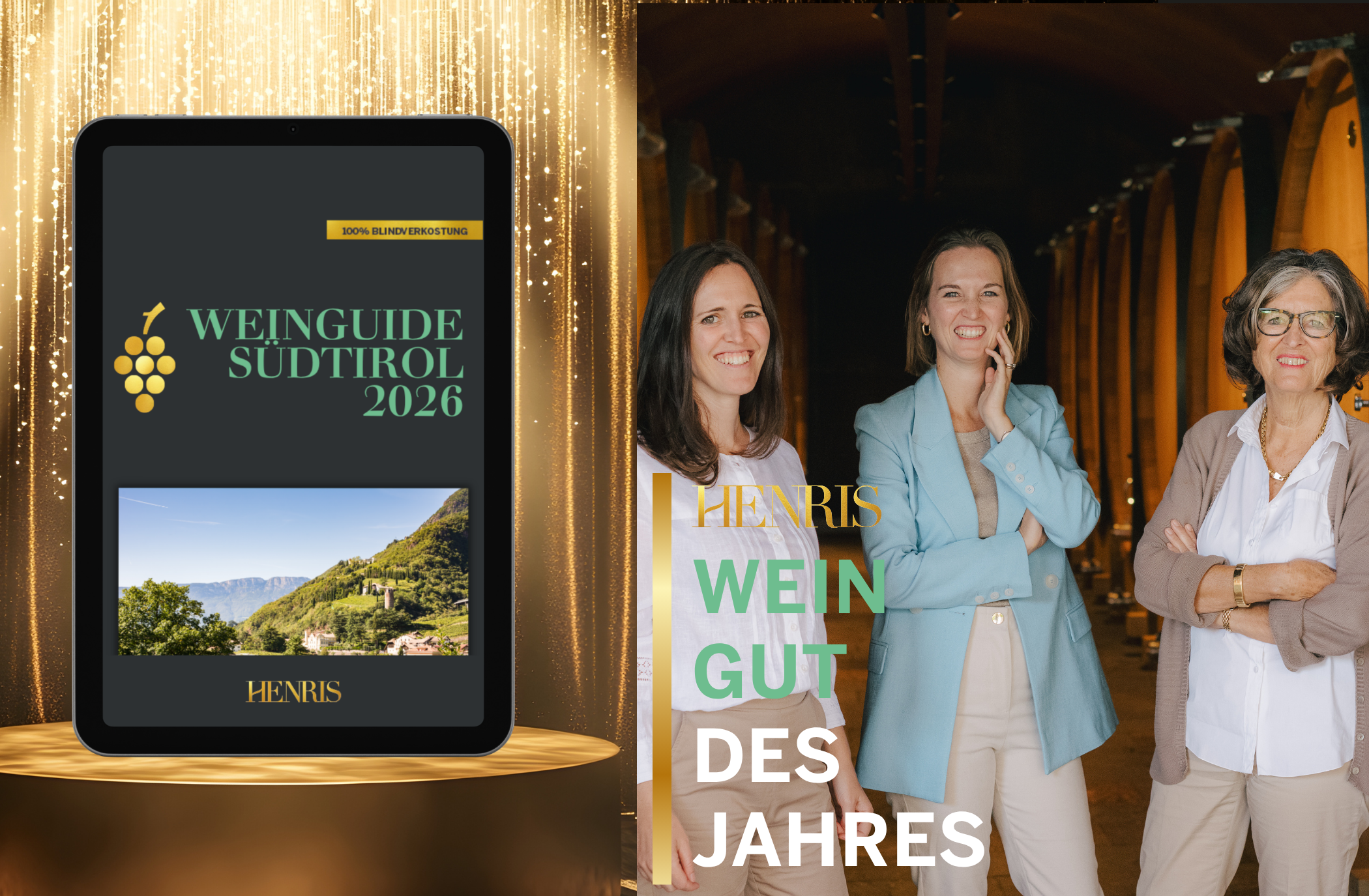Südtirols Beste! HENRIS Auszeichnungen 2026 feiern Weltklasse-Weine, Persönlichkeiten und Kompetenz