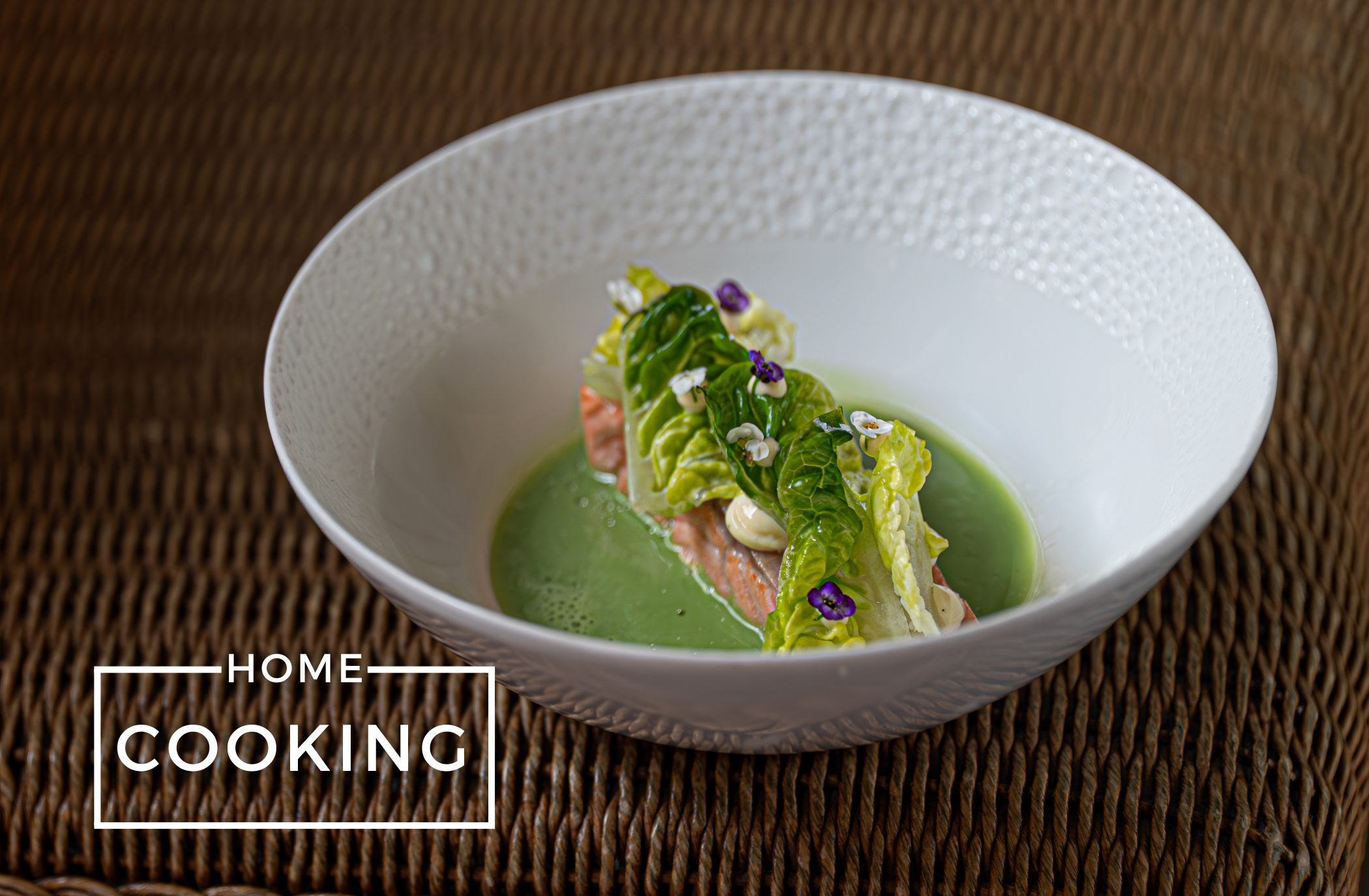 Confierter Saibling von der Alpirsbacher Fischzucht mit Romana-Kefir-Sud, Yuzu-Mayonnaise und mariniertem Romana-Salat von Malte Kuhn